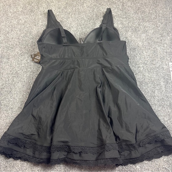 TORRID Women’s NWT Black Wireless Lace Trimmed Swim Dress w/Brief Size: 2 - 2XL - Picture 2 of 12
